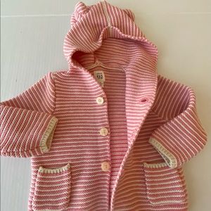 Gap kids pink and white knit sweater 3 to 6 months